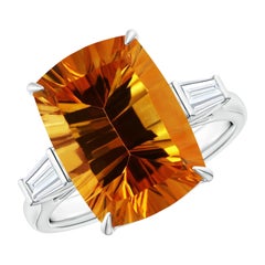 Angara Anillo de Citrino Natural Certificado GIA de 6,11ct con Diamantes en Oro Macizo de 14K