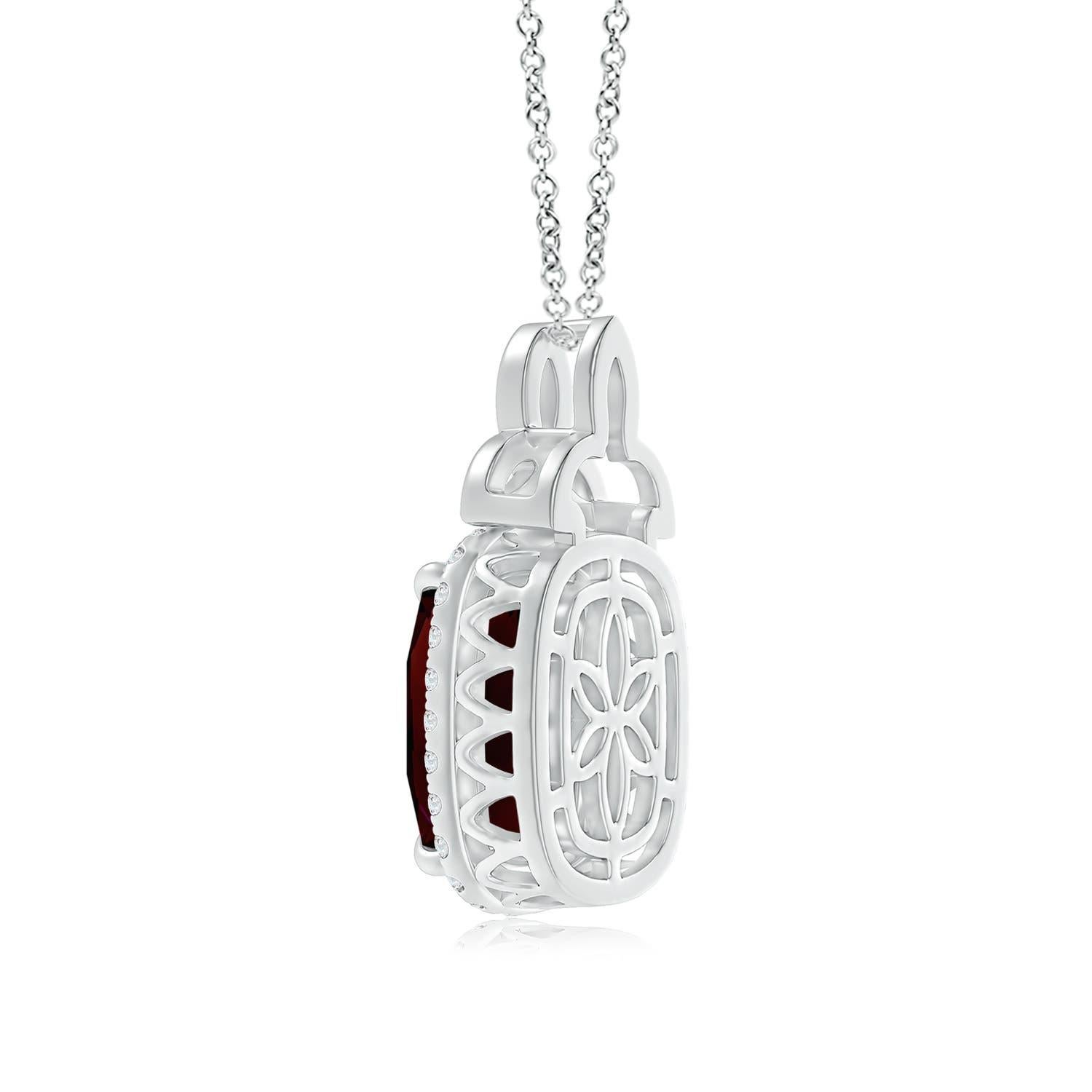 Taille coussin Angara Pendentif Halo en or 14K avec grenat naturel certifié GIA de 6,31 ct pour femmes en vente