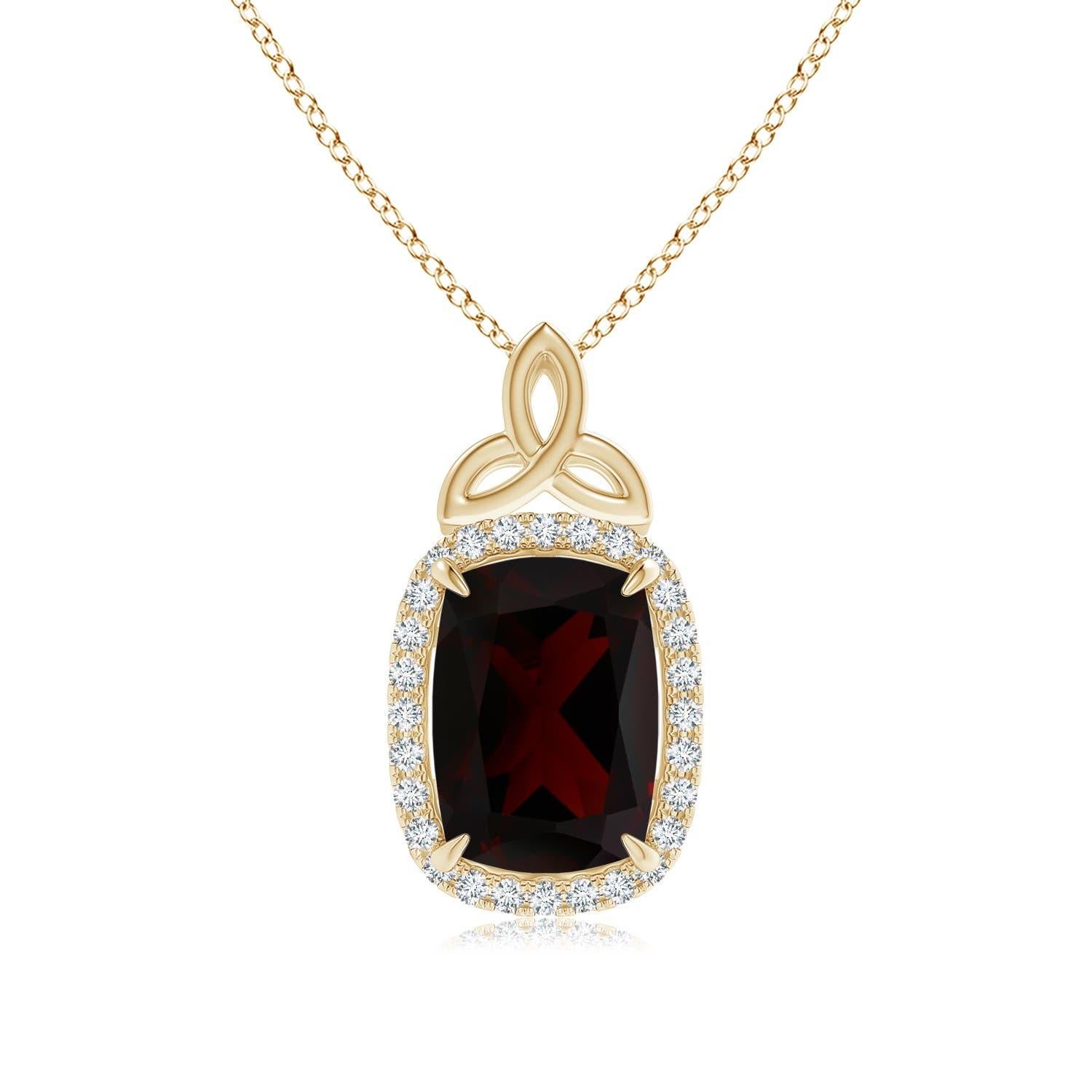 Angara Pendentif Halo en or 14K avec grenat naturel certifié GIA de 6,31 ct pour femmes en vente 3