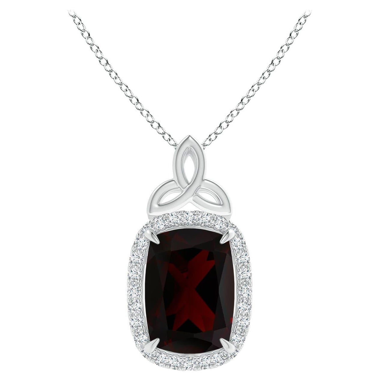 Angara Natural GIA zertifiziert 6,31 ct Granat Halo-Anhänger in 14K Gold für Frauen