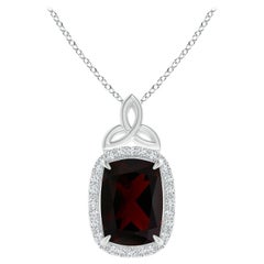 Angara Natural GIA zertifiziert 6,31 ct Granat Halo-Anhänger in 14K Gold für Frauen
