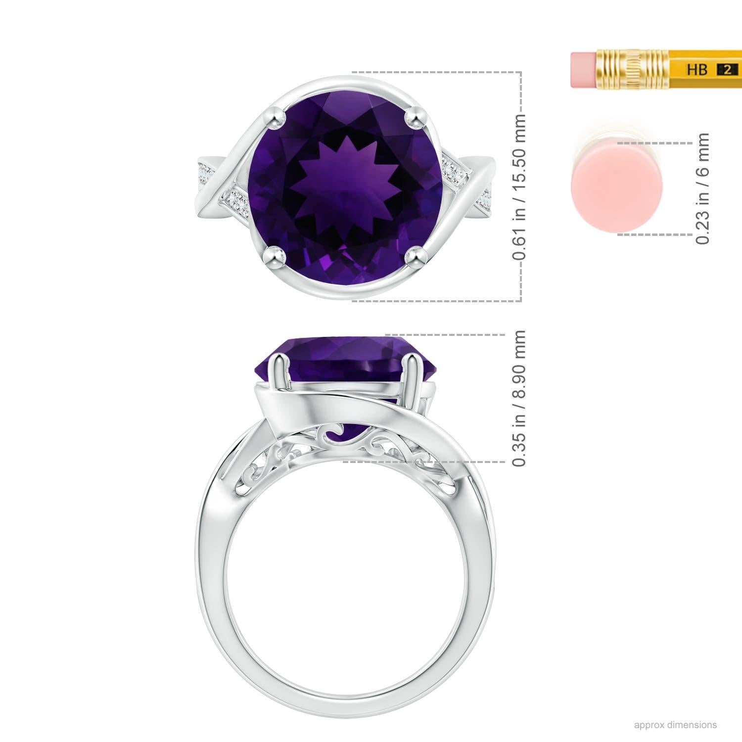 Donna Anello di fidanzamento bypass con ametista di Angara Nature certificato GIA da 6,61 carati in oro 14K in vendita