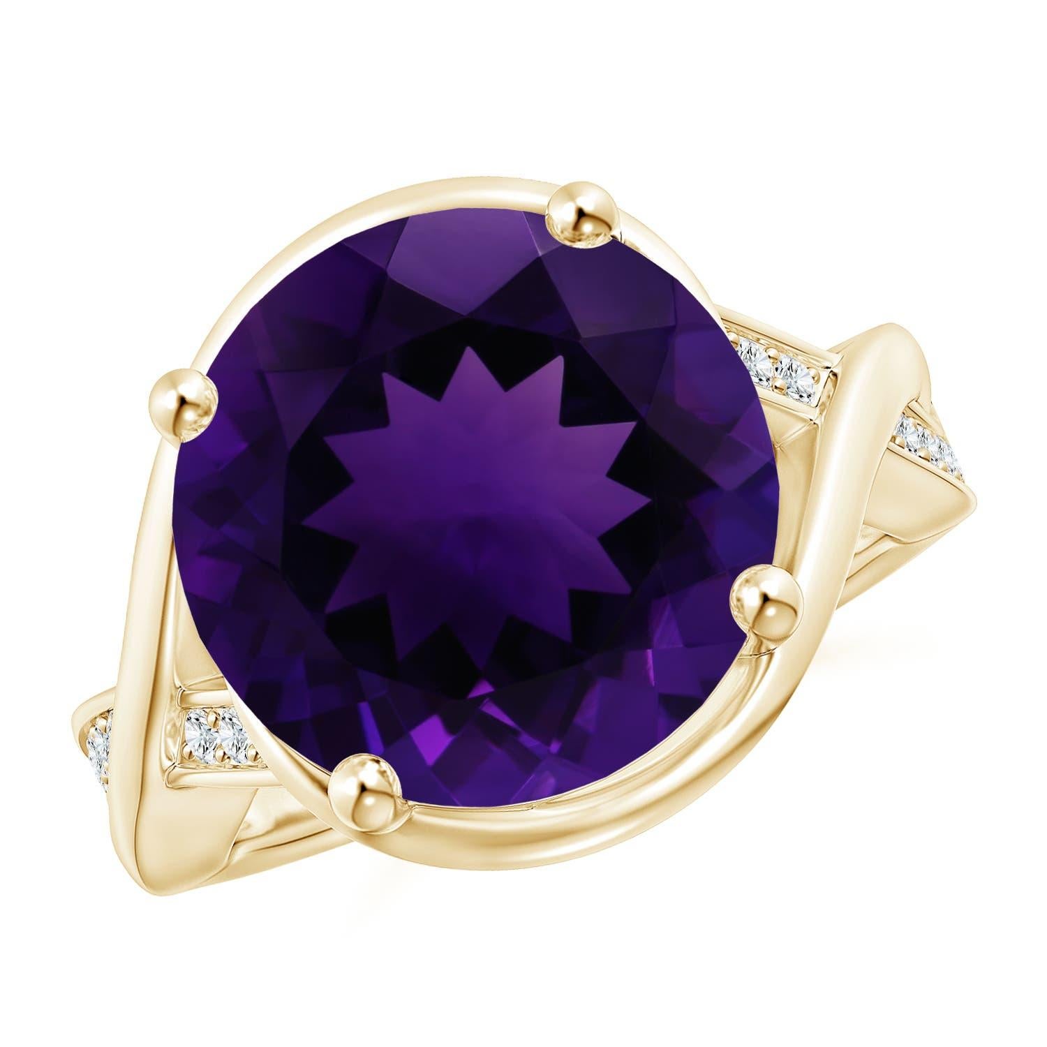 Anello di fidanzamento bypass con ametista di Angara Nature certificato GIA da 6,61 carati in oro 14K in vendita 3