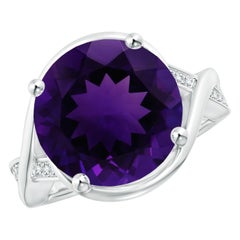 Anello di fidanzamento bypass con ametista di Angara Nature certificato GIA da 6,61 carati in oro 14K