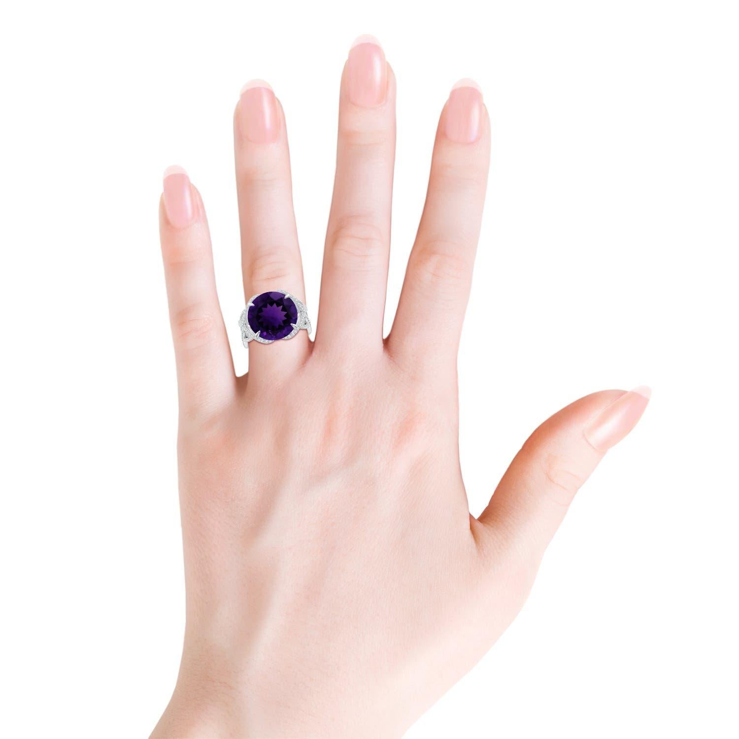 Angara Bague en or massif 14K pour femme, améthyste naturelle certifiée GIA de 6,61 ct Neuf - En vente à Los Angeles, CA