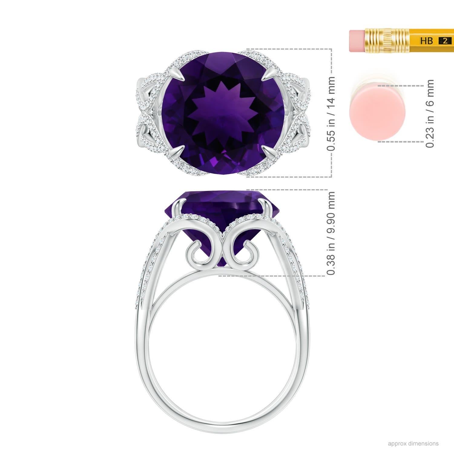 Angara Bague en or massif 14K pour femme, améthyste naturelle certifiée GIA de 6,61 ct Pour femmes en vente
