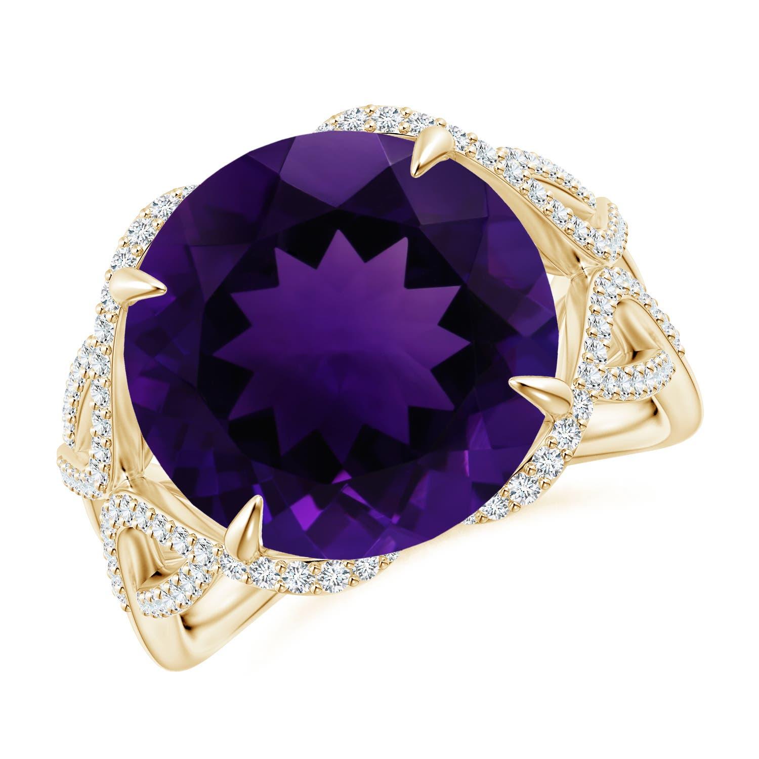 Angara Bague en or massif 14K pour femme, améthyste naturelle certifiée GIA de 6,61 ct en vente 3