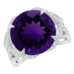 Anello Angara con ametista naturale certificata GIA da 6,61 carati in oro massiccio 14K per donna