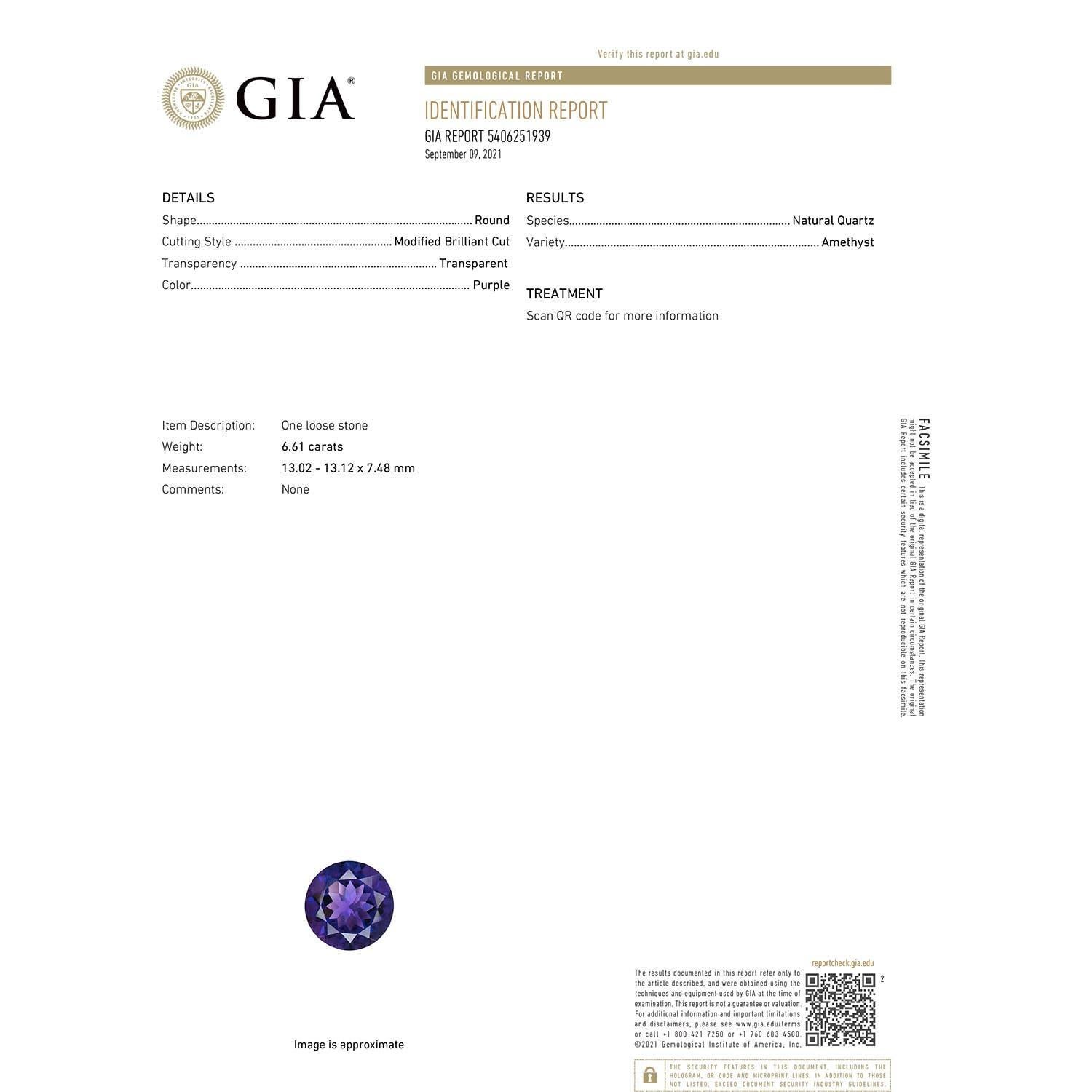 Angara Natural GIA zertifiziert 6,61ct Amethyst Ring mit Diamant in 14K Solid Gold (Moderne) im Angebot