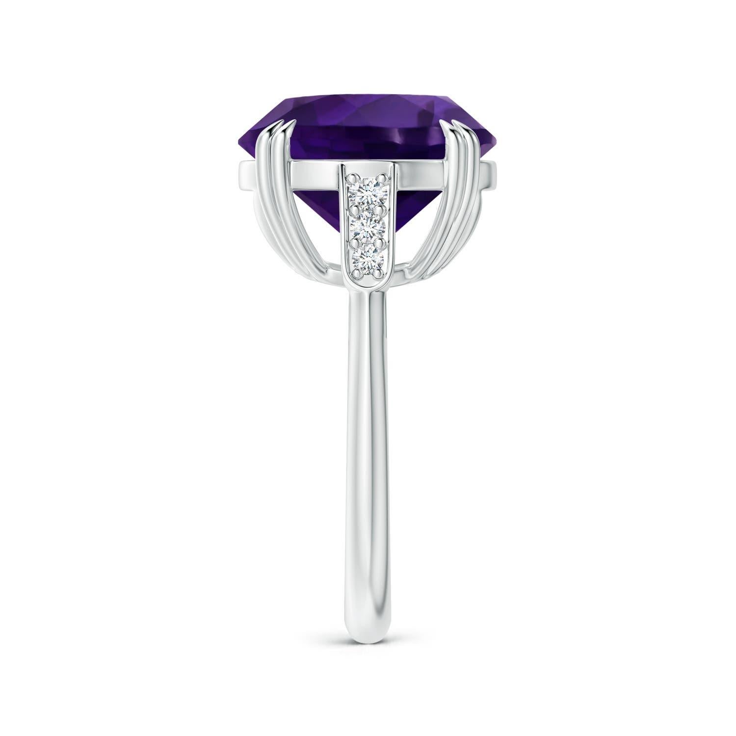 Angara Natural GIA zertifiziert 6,61ct Amethyst Ring mit Diamant in 14K Solid Gold (Rundschliff) im Angebot