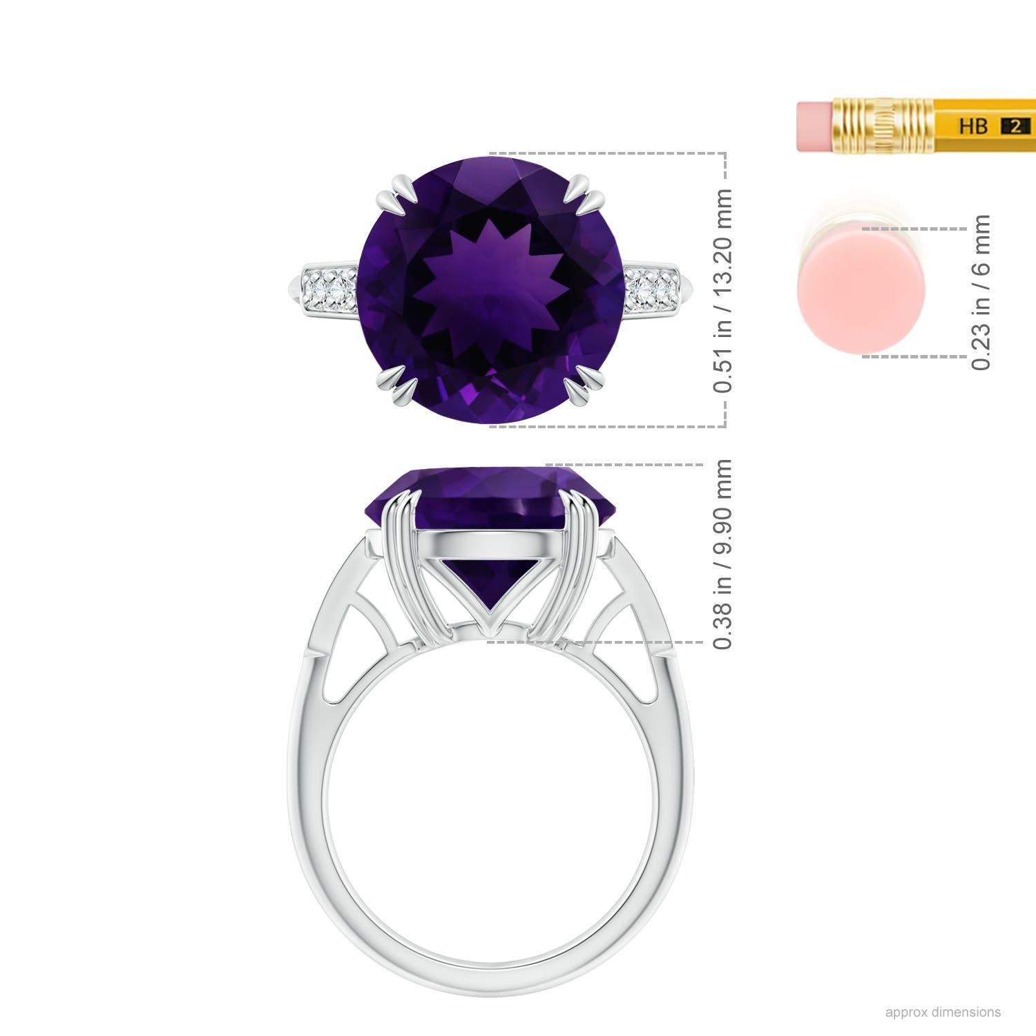 Angara Natural GIA zertifiziert 6,61ct Amethyst Ring mit Diamant in 14K Solid Gold Damen im Angebot