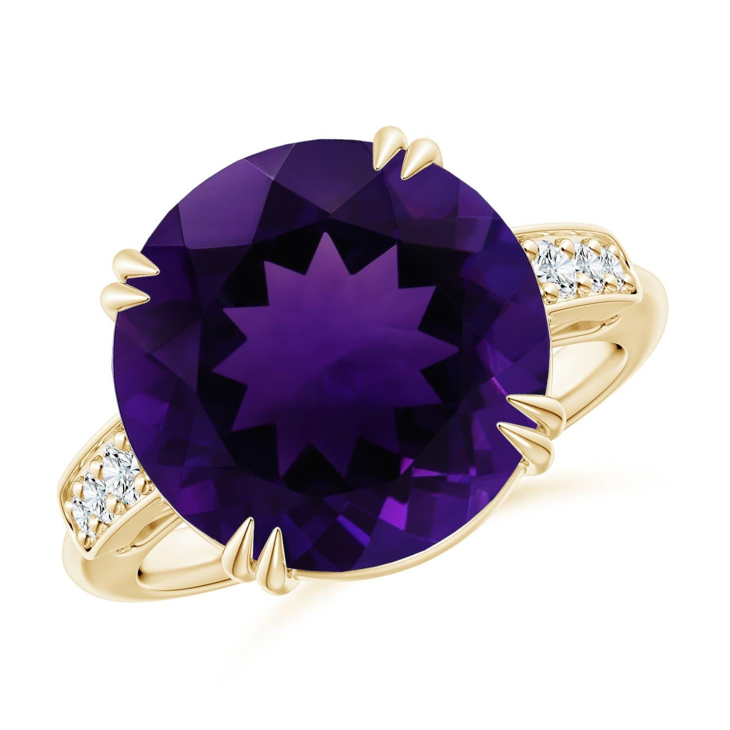 Angara Natural GIA zertifiziert 6,61ct Amethyst Ring mit Diamant in 14K Solid Gold im Angebot 3