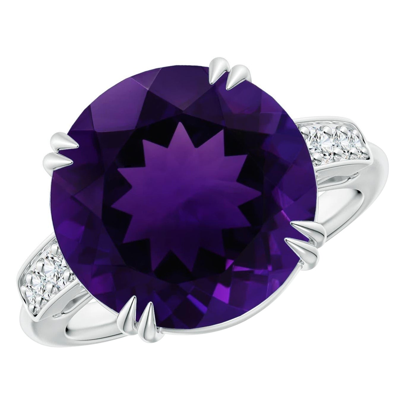 Angara Bague en or massif 14K avec améthyste naturelle certifiée GIA de 6,61ct et diamant