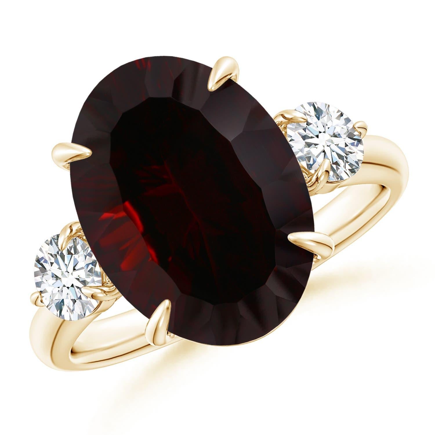Angara natürlichen GIA zertifiziert 6,63 ct Granat drei Stein Ring in 14K massivem Gold im Angebot 2