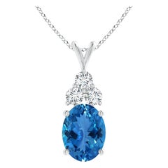 Angara Natural GIA Certified 6.85 ct Aquamarine Solitaire Pendant in 14K Gold