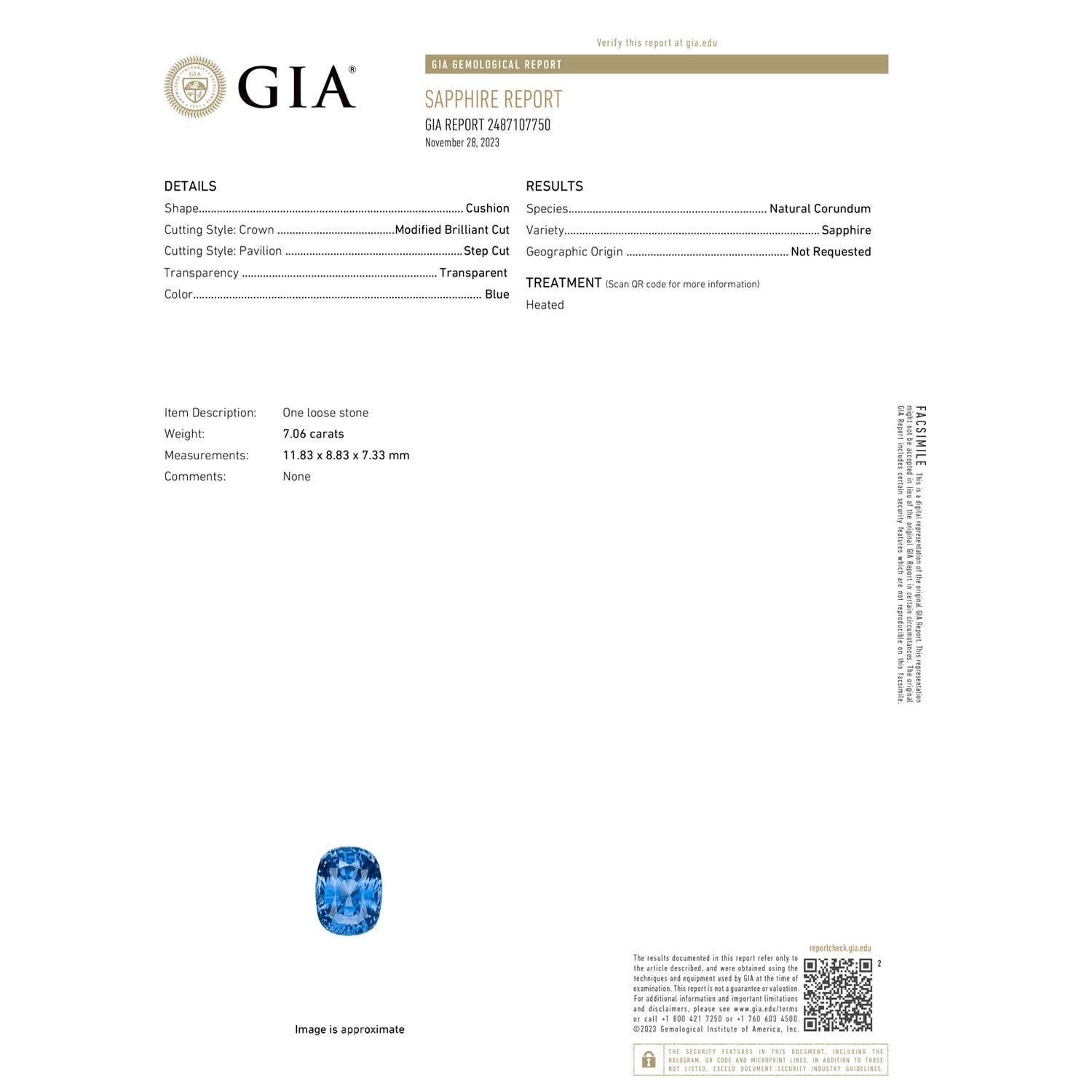 Moderno Ciondolo a forma di aureola con zaffiro blu da 7,06 carati certificato GIA di Angara in oro massiccio 14K in vendita