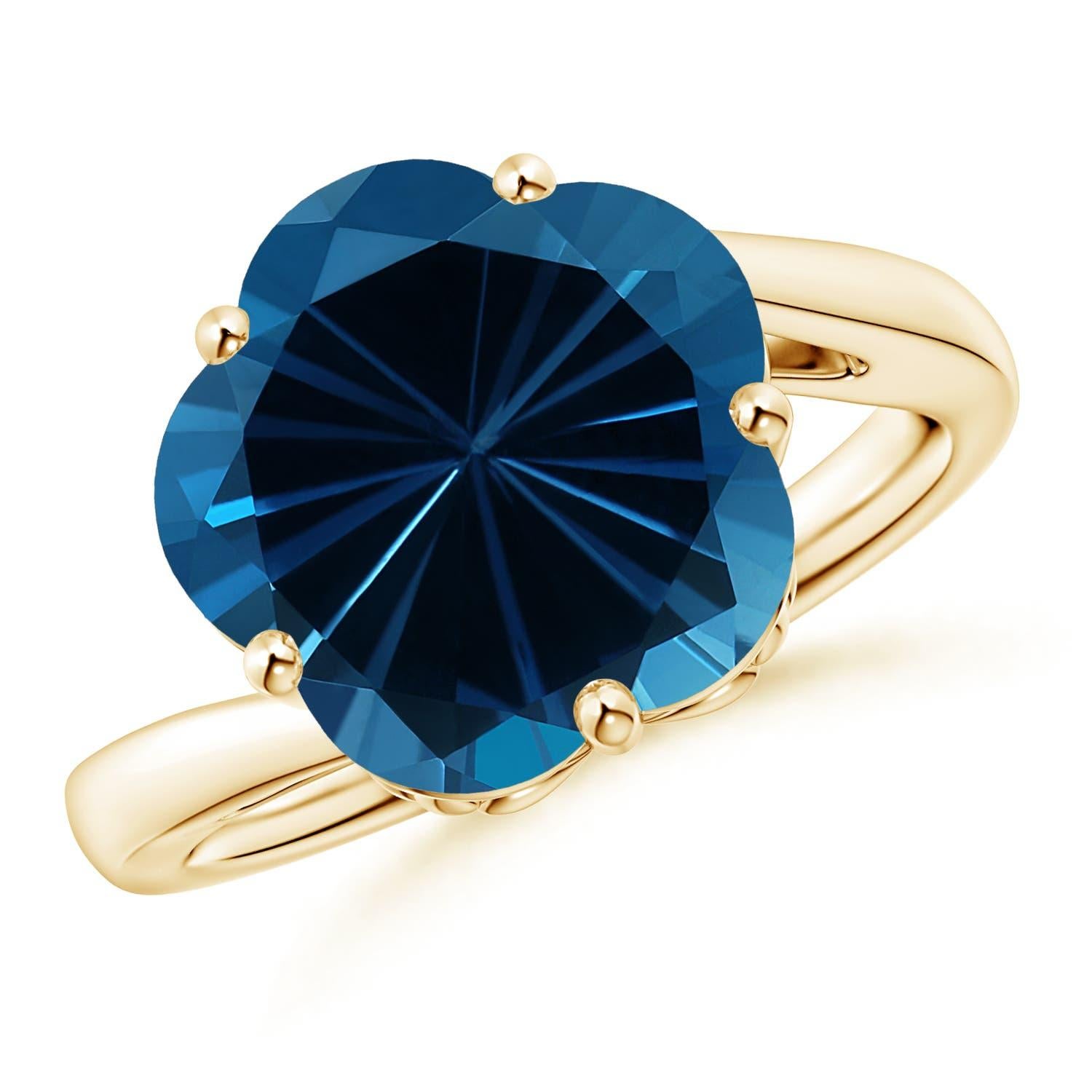 Anello con fiore di Topazio Blu di Londra da 7,44 carati certificato GIA da Angara, in oro 14K in vendita 5