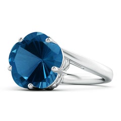 Angara Natural GIA Certified 7.44 ct London Blue Topaz Flower Ring in 14K Gold