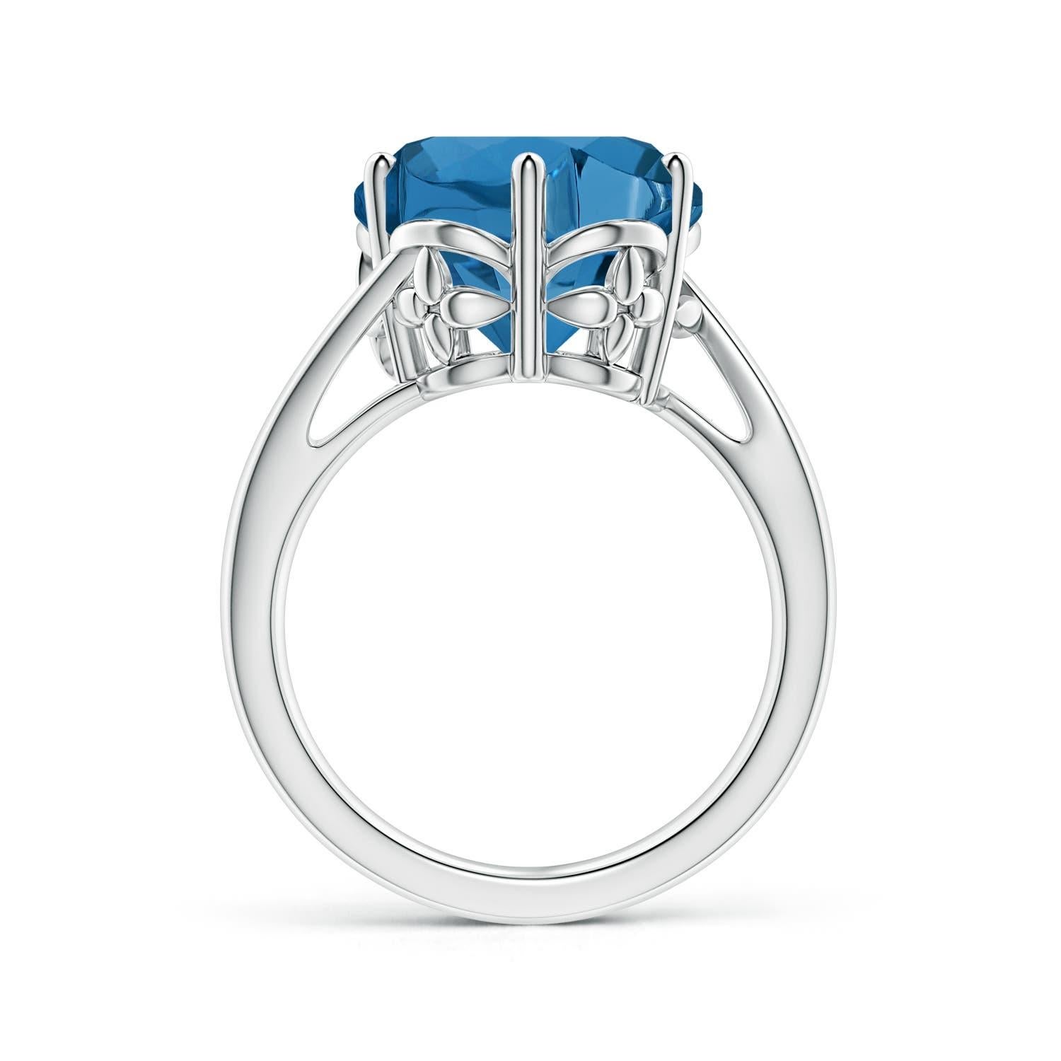 Taglio misto Anello con fiore di Topazio Blu di Londra da 7,44 carati certificato GIA da Angara, in oro 14K in vendita