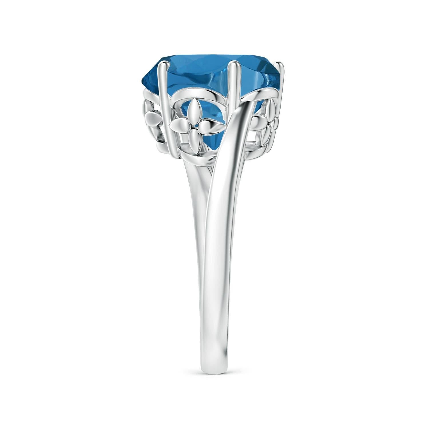 Anello con fiore di Topazio Blu di Londra da 7,44 carati certificato GIA da Angara, in oro 14K In condizioni Nuovo in vendita a Los Angeles, CA