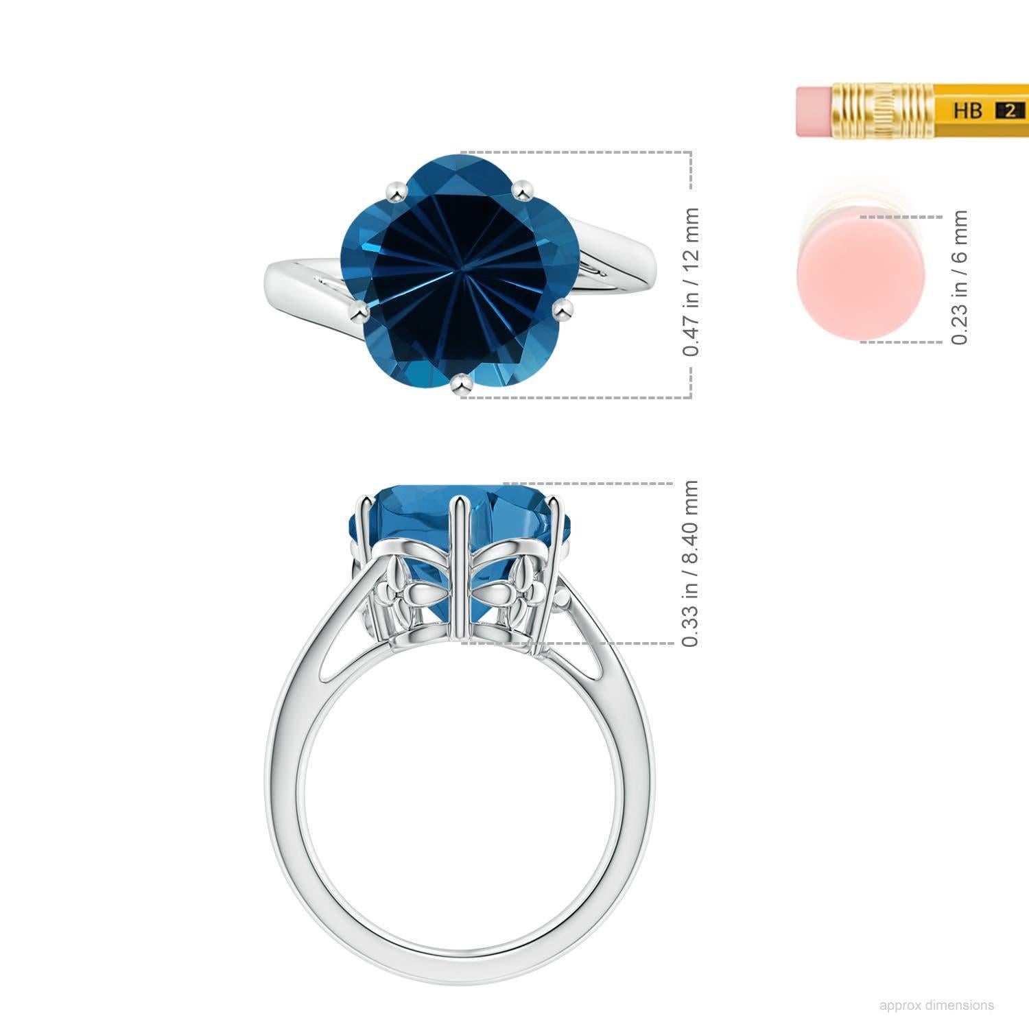 Anello con fiore di Topazio Blu di Londra da 7,44 carati certificato GIA da Angara, in oro 14K in vendita 2