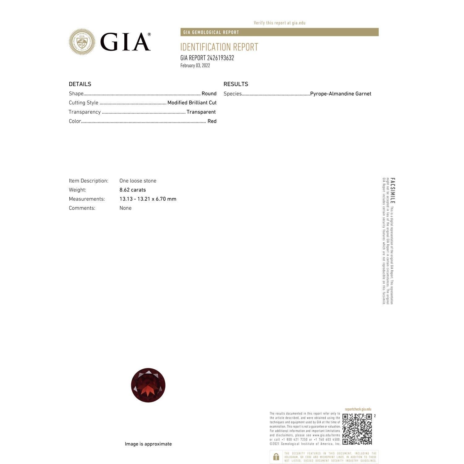 Moderne Bague en or 14 carats à tige torsadée en grenat naturel certifié GIA de 8,62 ct en vente
