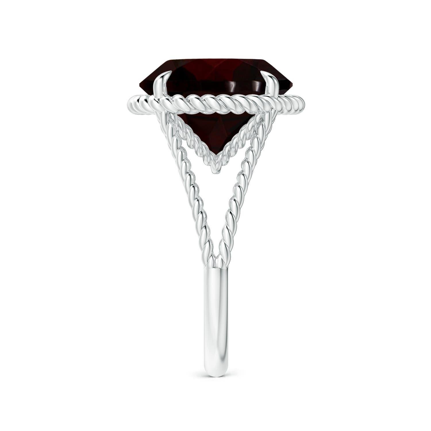 Taille ronde Bague en or 14 carats à tige torsadée en grenat naturel certifié GIA de 8,62 ct en vente