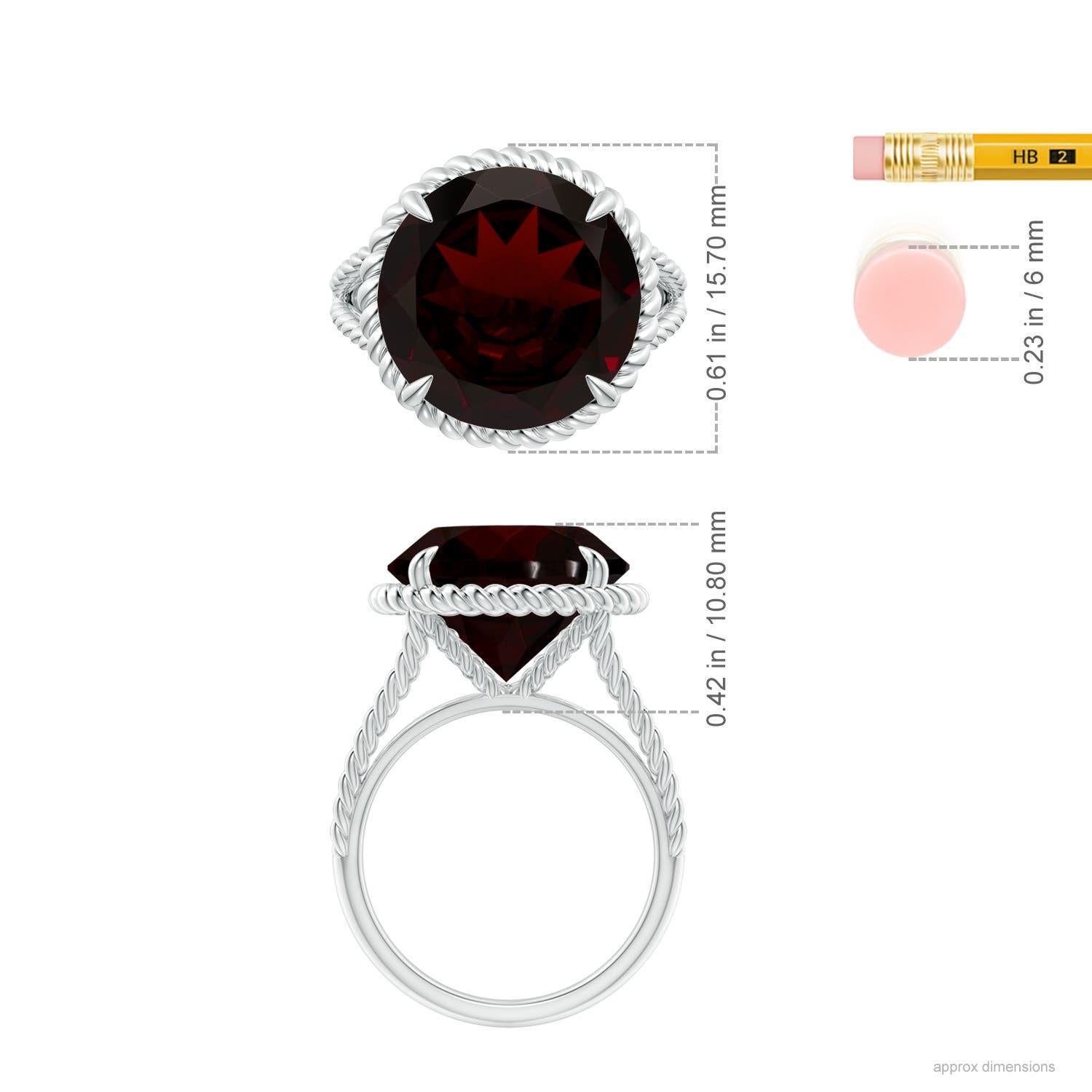 Bague en or 14 carats à tige torsadée en grenat naturel certifié GIA de 8,62 ct Pour femmes en vente
