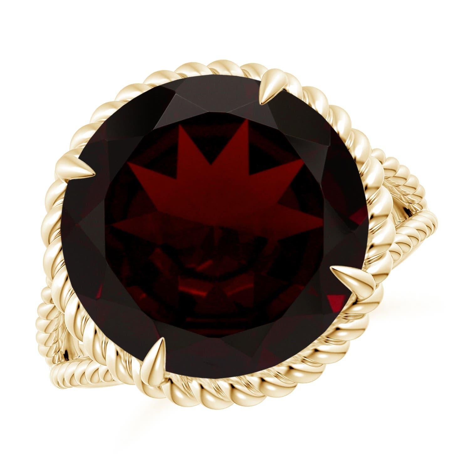 Bague en or 14 carats à tige torsadée en grenat naturel certifié GIA de 8,62 ct en vente 3