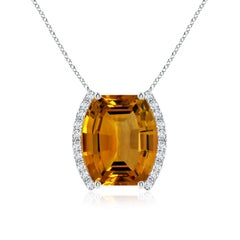 Colgante de barra de citrino y diamante Angara Natural con certificado GIA de 8,91 ct en oro de 14 quilates