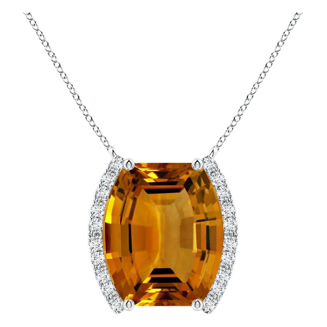 Pendentif en or 14K avec citrine naturelle certifiée GIA de 8,91 ct et diamant en barre Angara