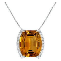 Pendentif en or 14K avec citrine naturelle certifiée GIA de 8,91 ct et diamant en barre Angara