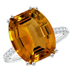 Anello solitario con citrino naturale di 8,91ct certificato GIA da Angara in oro 14K per donna