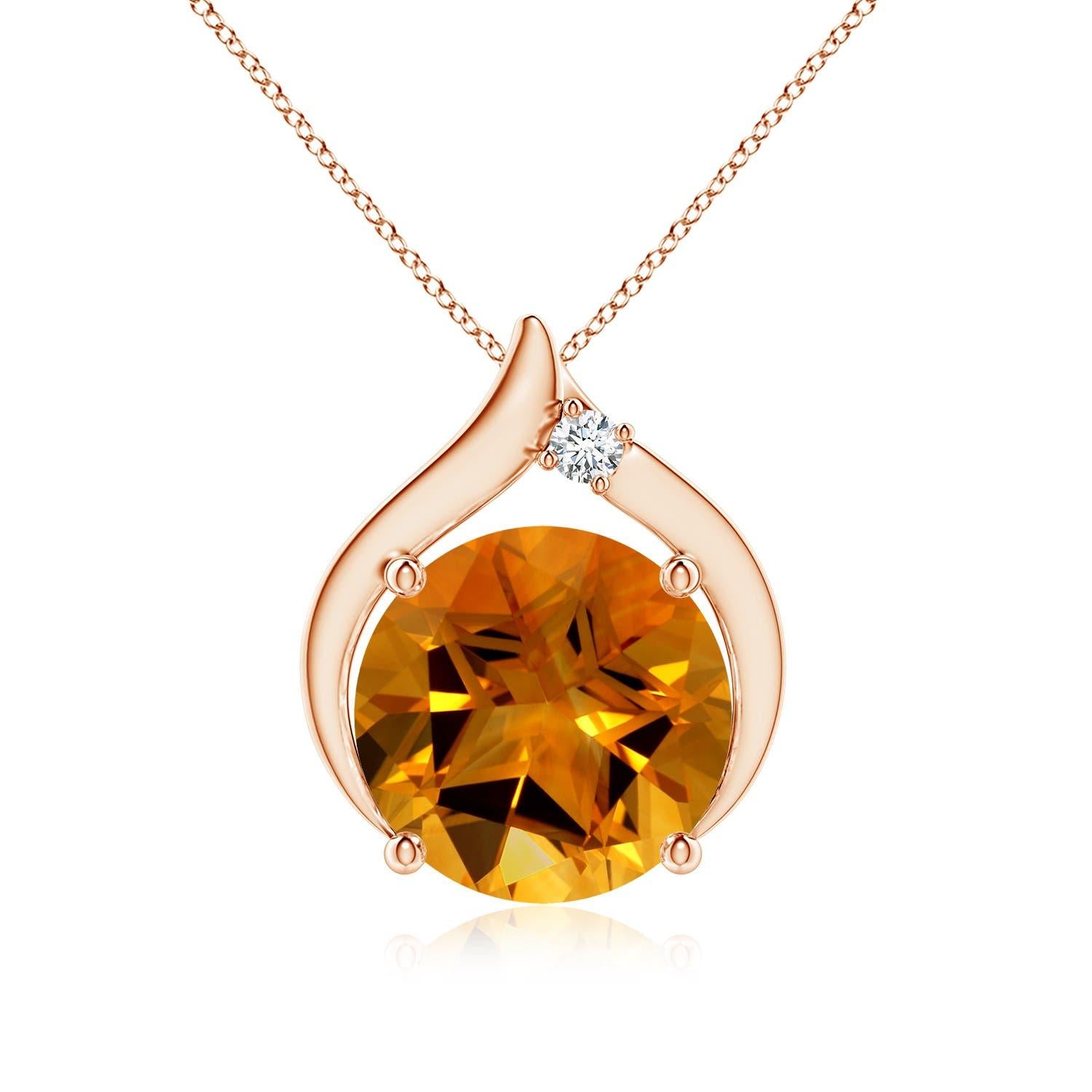 Angara Nature certifié GIA 9.03 ct Citrine Solitaire Pendentif flamme en or 14K en vente 4