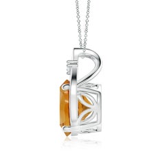 Angara Natural GIA Certified 9.03 ct Citrine Solitaire Flame Pendant in 14K Gold
