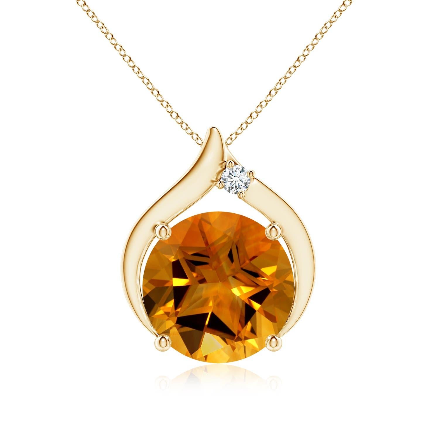 Angara Nature certifié GIA 9.03 ct Citrine Solitaire Pendentif flamme en or 14K en vente 3