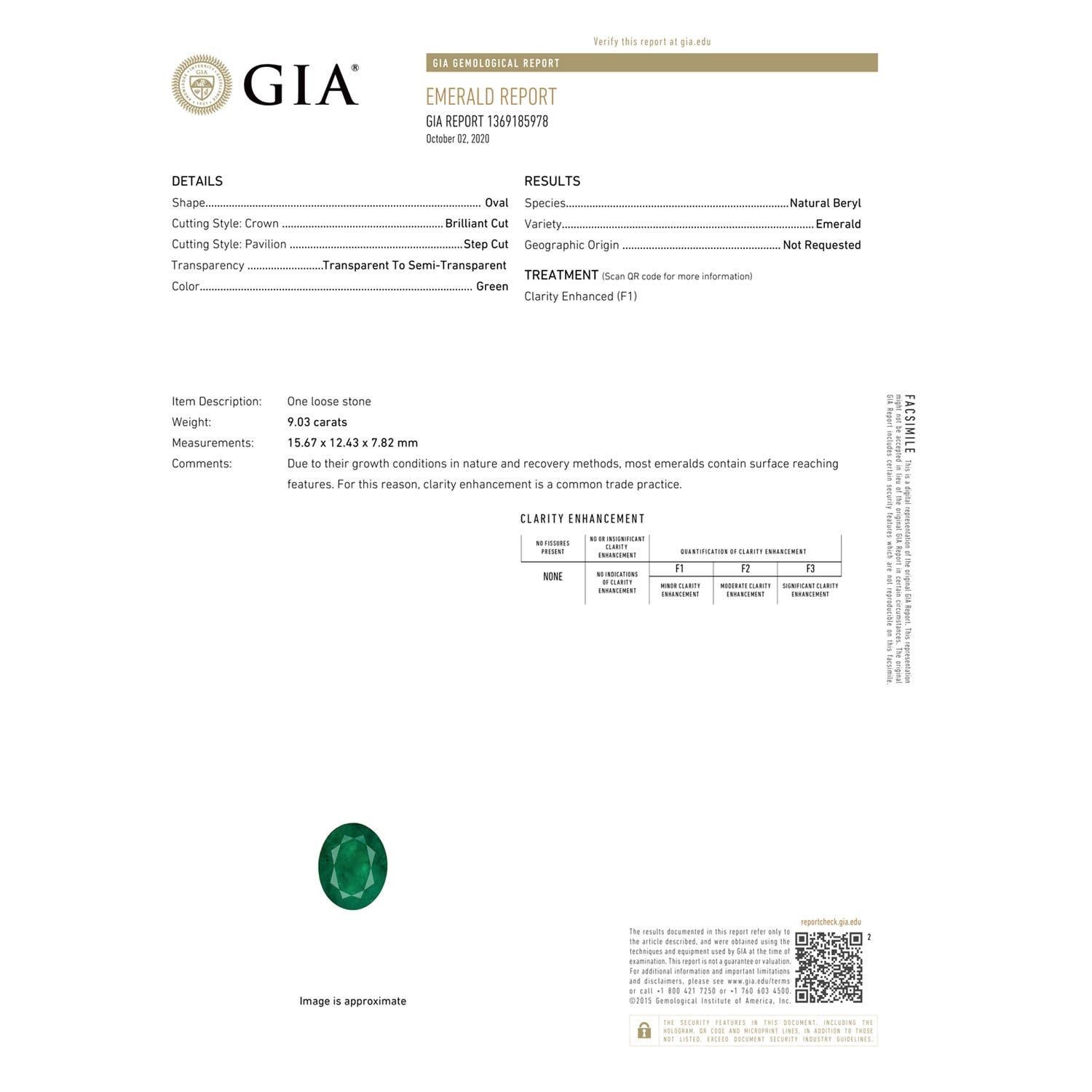 Moderno Anello con smeraldo di 9,03 ct e diamante in oro massiccio 14K di Angara Nature certificato GIA in vendita