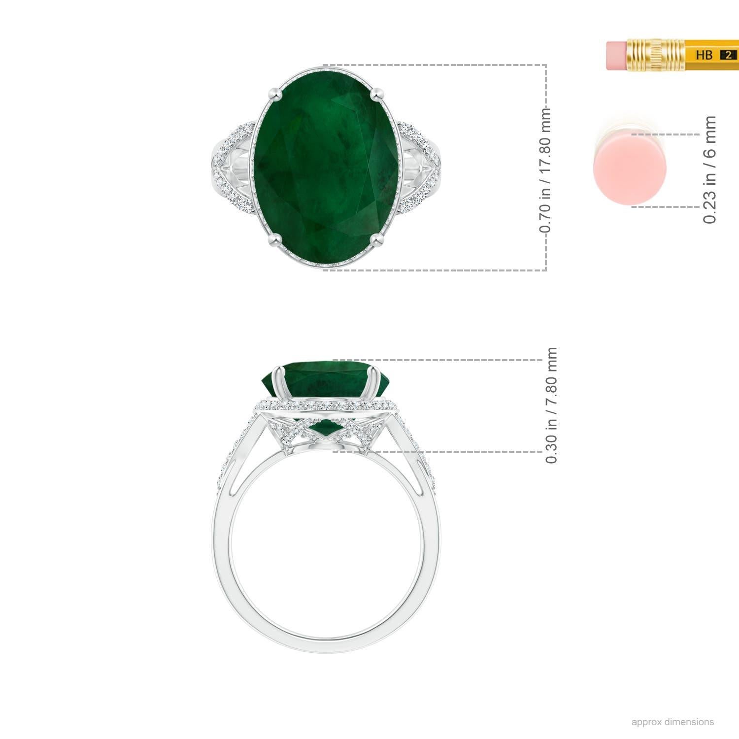 Anello con smeraldo di 9,03 ct e diamante in oro massiccio 14K di Angara Nature certificato GIA in vendita 1
