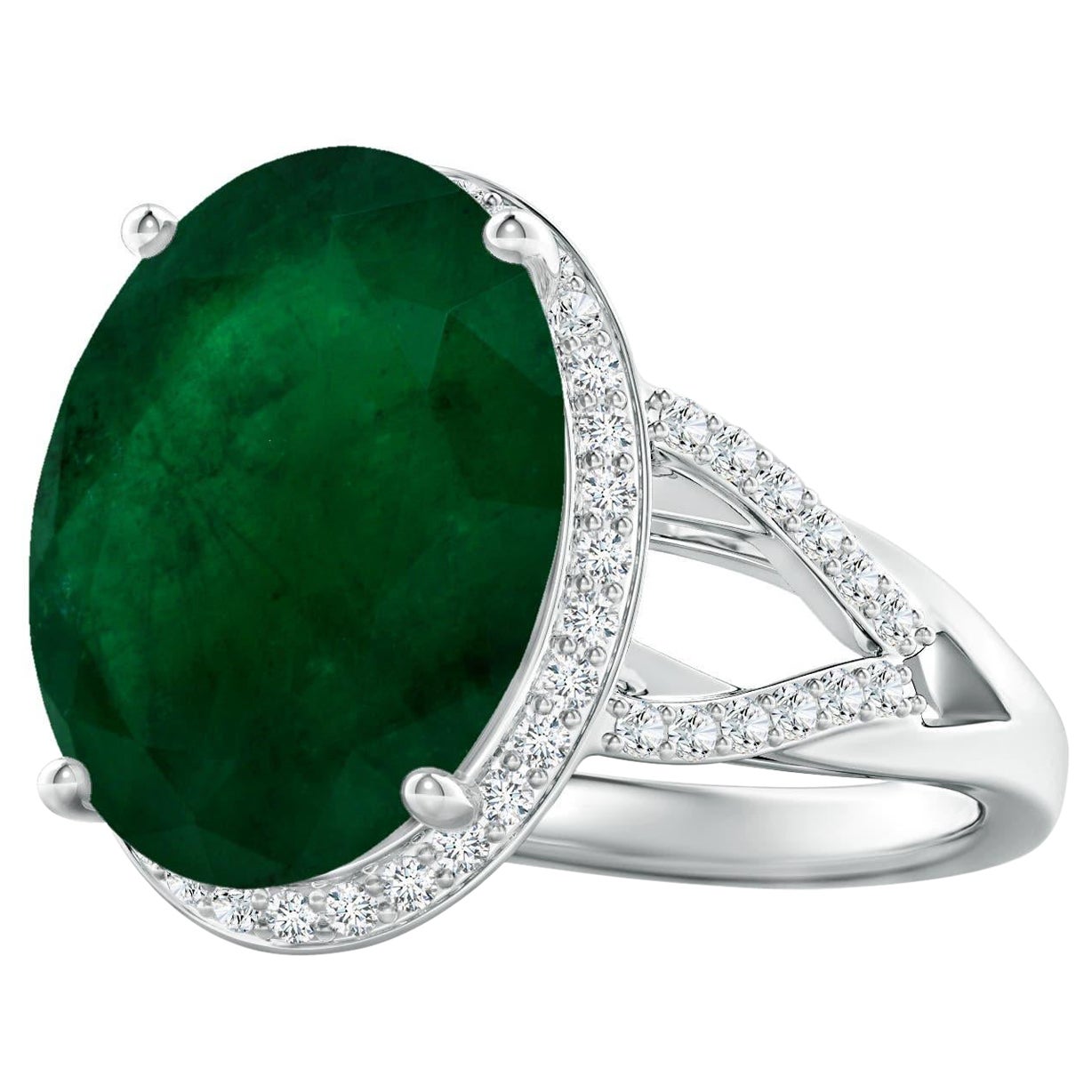 Angara Anillo de Esmeralda Natural Certificada GIA de 9,03 ct con Diamante en Oro Macizo de 14K