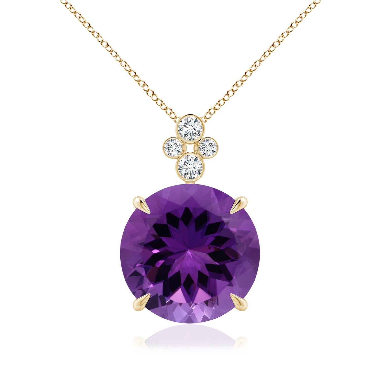 Angara Natural GIA zertifiziert 9,28 ct Amethyst Anhänger mit Diamant in 14K Gold im Angebot 2