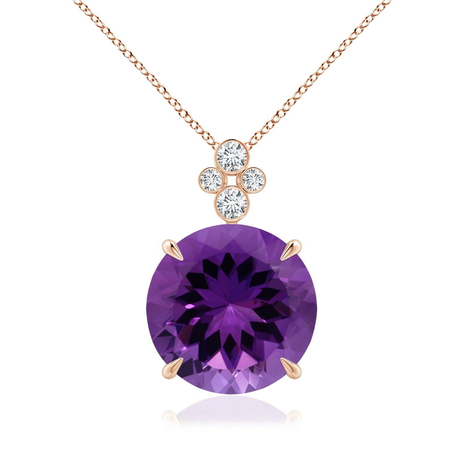 Angara Natural GIA zertifiziert 9,28 ct Amethyst Anhänger mit Diamant in 14K Gold im Angebot 3
