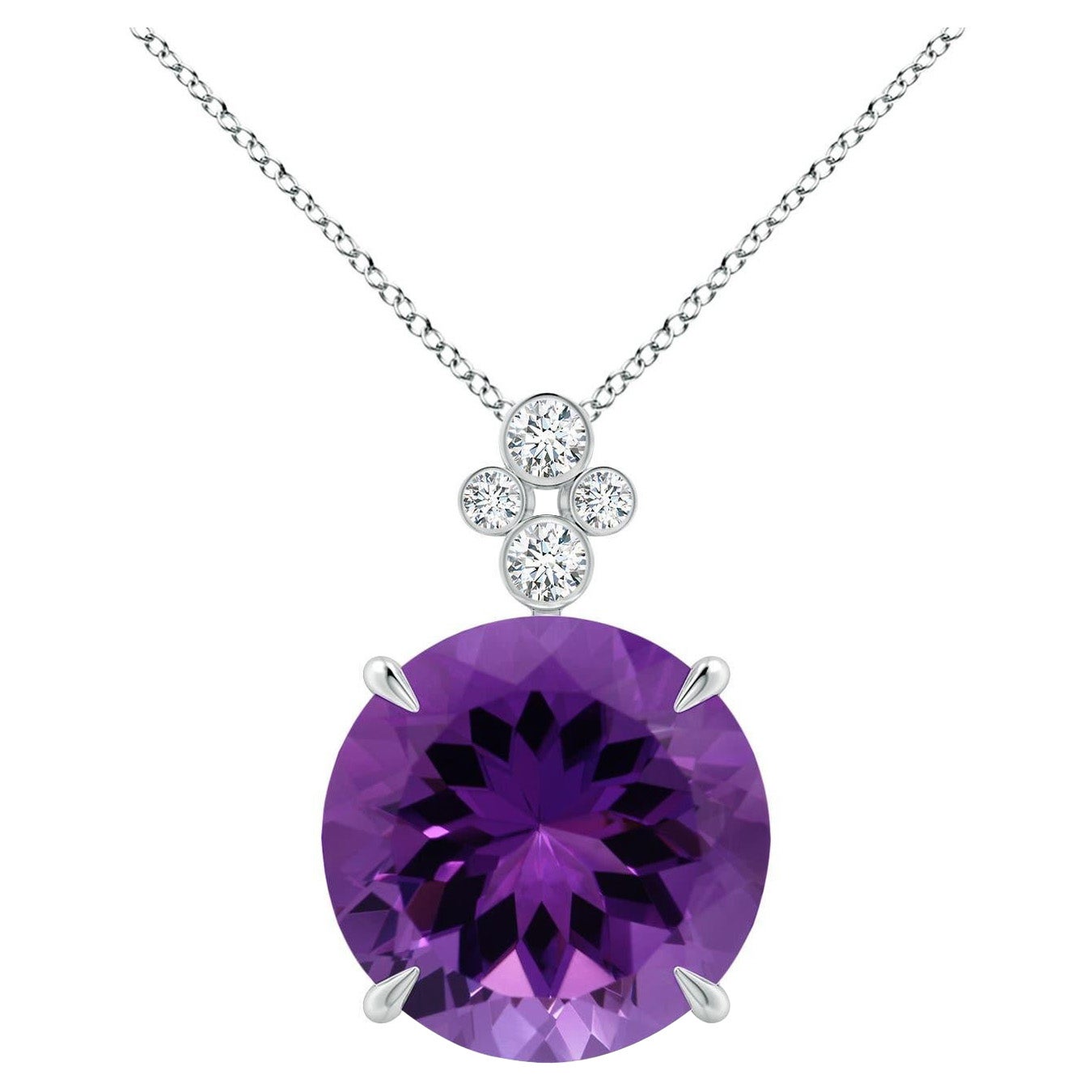 Angara Pendentif en or 14K avec diamant et améthyste naturelle certifiée GIA de 9,28 ct