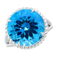 Anillo Angara Natural Azul Suizo Certificado GIA de 9,81 ct en oro macizo de 14 quilates para mujer