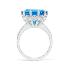 Angara Nature Bague solitaire en or 14K avec topaze bleue suisse de 9,81 ct certifiée GIA