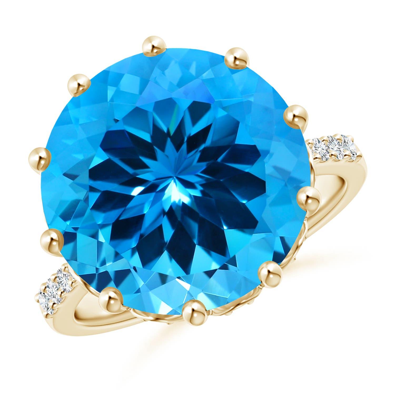 Angara Nature Bague solitaire en or 14K avec topaze bleue suisse de 9,81 ct certifiée GIA en vente 2