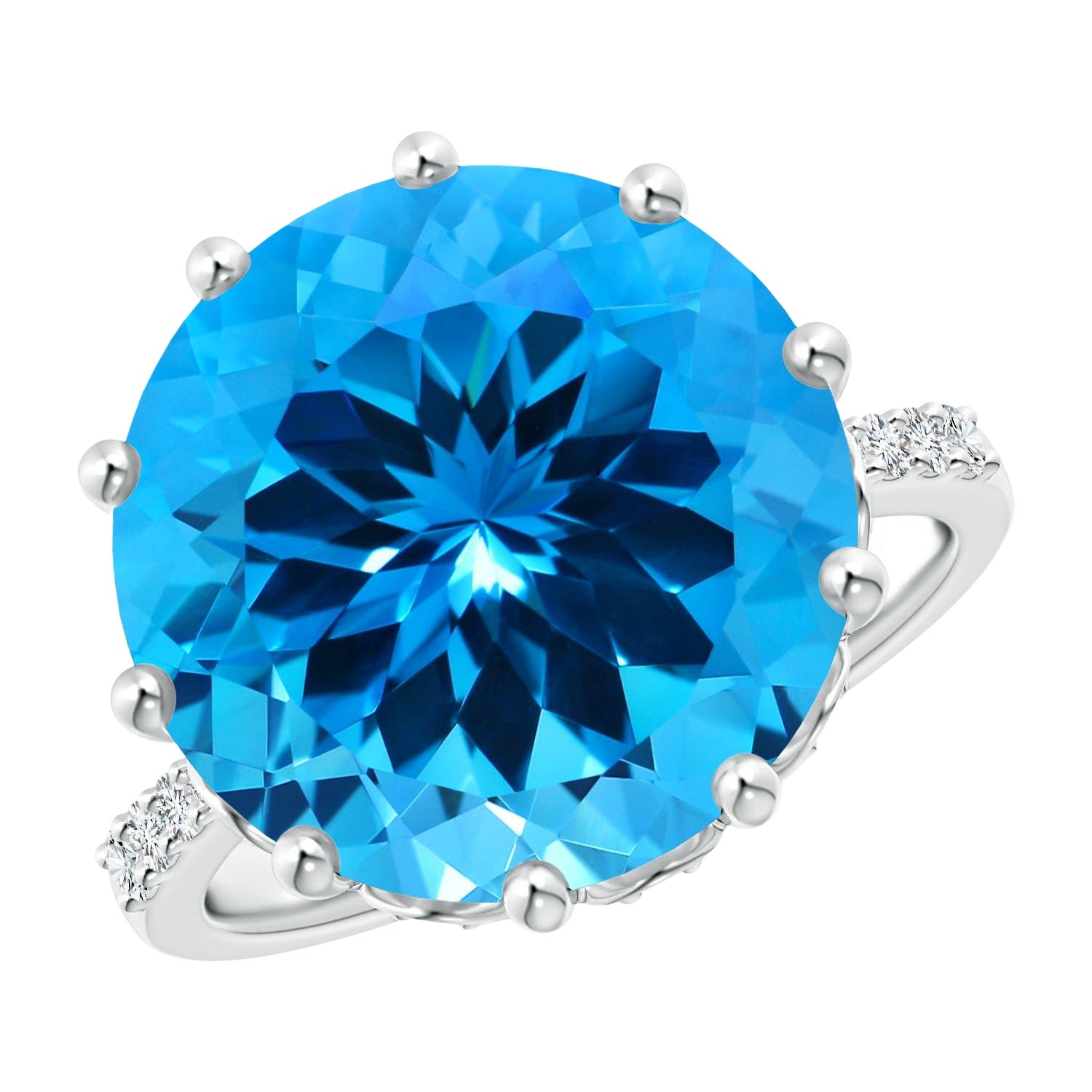 Anello solitario con Topazio Blu Svizzero da 9,81 carati certificato GIA di Angara, in oro 14K