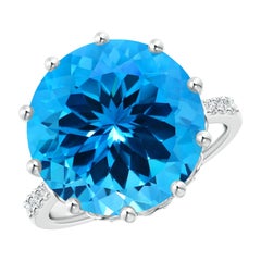 Anillo solitario de oro de 14 quilates con topacio azul suizo de 9,81 ct, certificado por el GIA, de Angara Natural