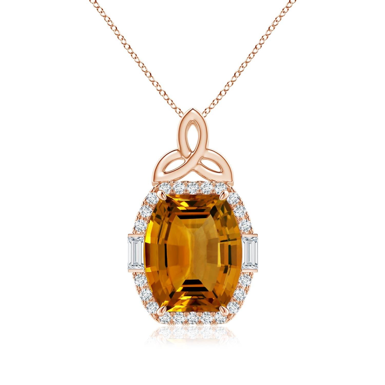 Ciondolo a forma di barile con Citrino naturale di 8,91 carati certificato GIA di Angara in oro 14K in vendita 4