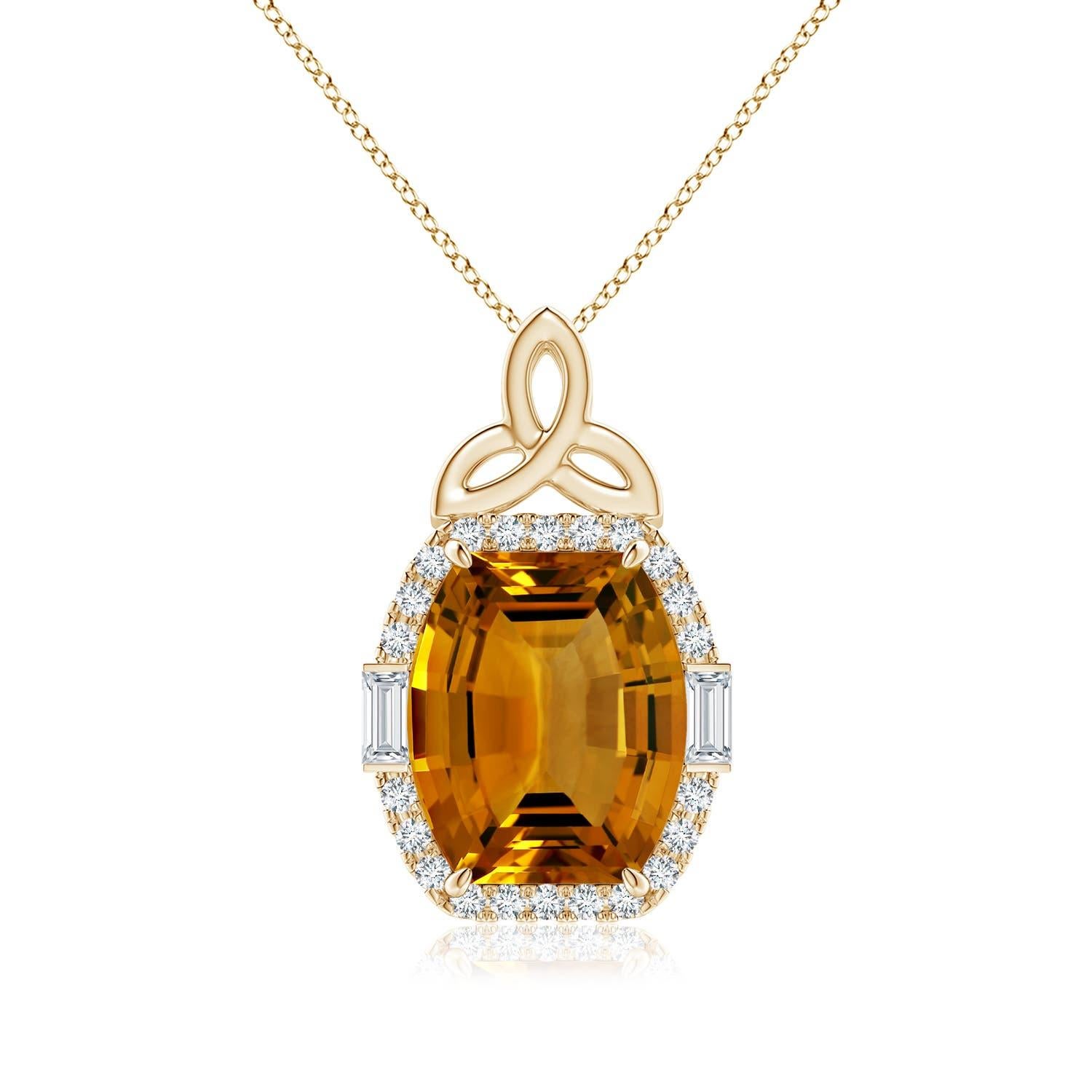 Ciondolo a forma di barile con Citrino naturale di 8,91 carati certificato GIA di Angara in oro 14K in vendita 3