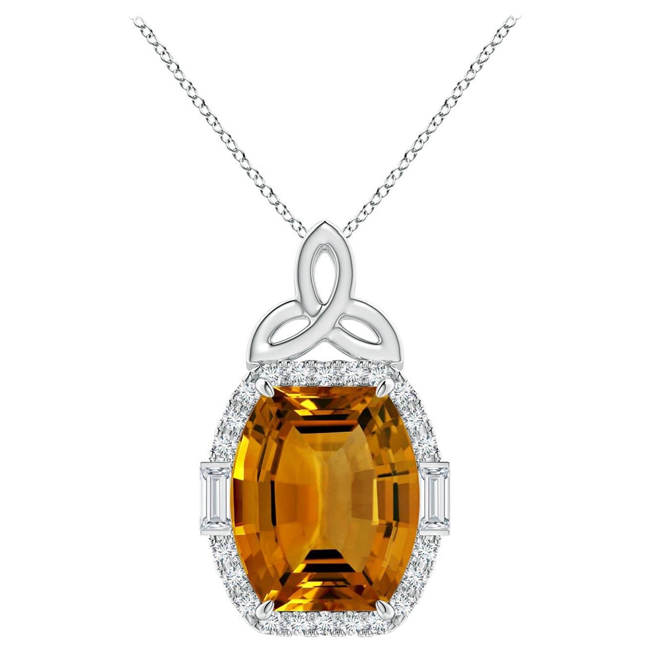 Angara Colgante de Citrino Natural con Forma de Barril de 8,91 ct en Oro de 14K con Certificación GIA